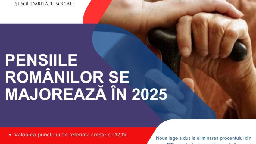 Ministerul Muncii: Pensiile se majorează; valoarea Punctului de Referinţă creşte cu 12,1% din ianuarie 2025