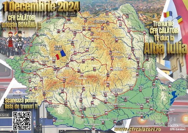 Pe 1 decembrie, de Ziua Națională a României, trenurile Unirii vor duce românii din toată țară la Alba Iulia