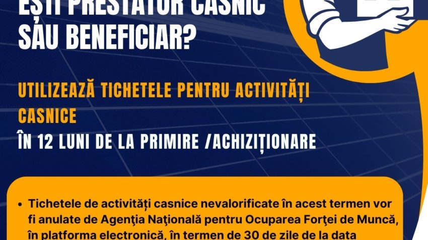 TULCEA: Sute de persoane au răscumpărat tichetele pentru activităţi casnice