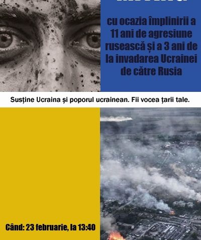 CONSTANȚA: Miting în Parcul Arheologic, la 3 ani de la invadarea Ucrainei