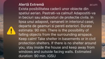 TULCEA: Noi mesaje RO-Alert din cauza dronelor în zona de nord-est a județului
