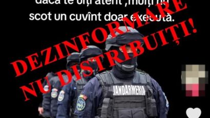 Jandarmeria Română atrage atenția asupra unui mesaj tip fake news
