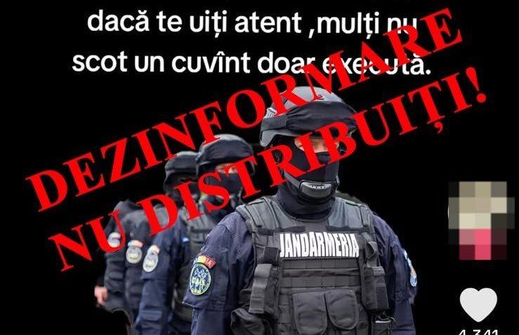 Jandarmeria Română atrage atenția asupra unui mesaj tip fake news
