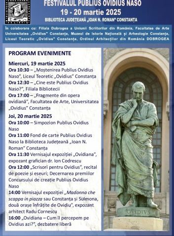 Simpozionul „Publius Ovidius Naso” are loc la Biblioteca Județeană „Ioan N. Roman” Constanța