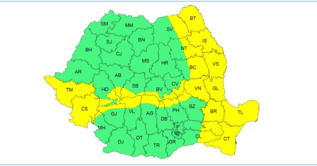 ANM: Cod galben de vânt în Dobrogea