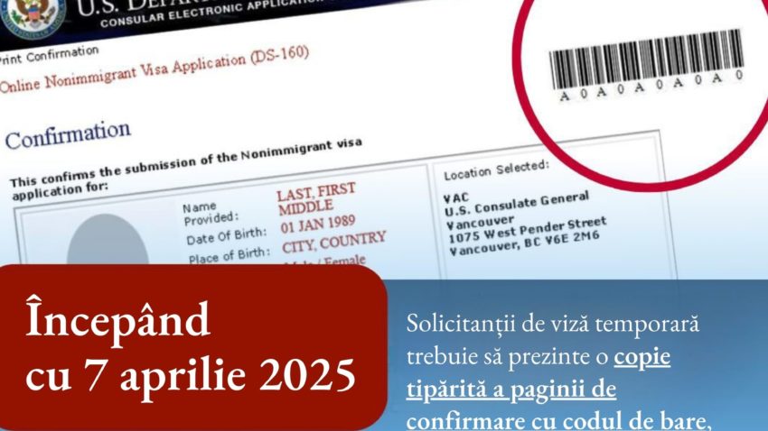 Actualizări privind solicitarea de viză temporară în Statele Unite ale Americii
