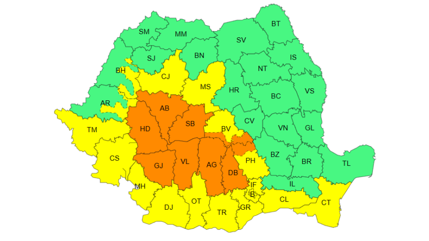 Județul CONSTANȚA vizat de un nou cod GALBEN. Averse torențiale, descărcări electrice, vijelii și căderi de grindină