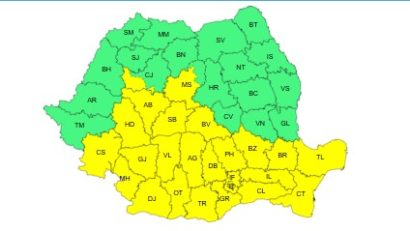 CONSTANȚA/TULCEA: COD GALBEN – averse torențiale, frecvente descărcări electrice, vijelii și căderi de grindină