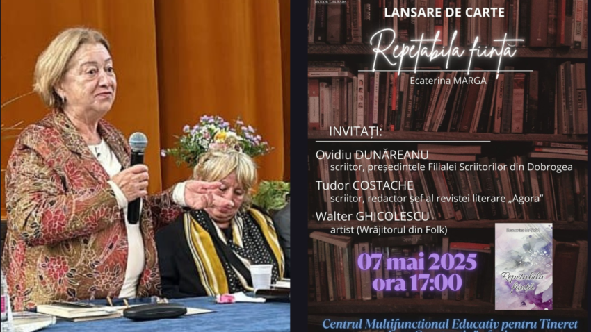 Lansarea volumului „Repetabila ființă”, semnat de Ecaterina Marga, la Centrul Multifuncțional „Jean Constantin”