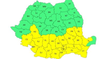 COD GALBEN de averse și furtuni în Dobrogea