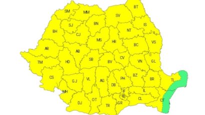 Aproape toată țara este sub atenționare meteorologică Cod galben de instabilitate atmosferică