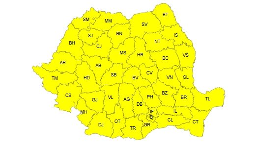 ANM: Ploi torențiale și vijelii în toată țara