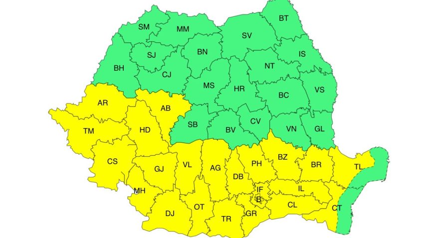 Dobrogea continentală, sub atenționare meteorologică Cod galben de temperaturi deosebit de ridicate și disconfort termic