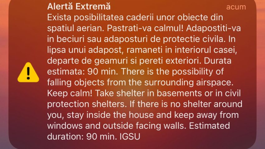 TULCEA: Mesaj RO-Alert pentru populația din zona frontierei cu Ucraina