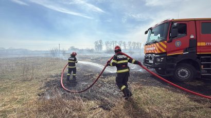 Incendiu puternic de vegetație în Poarta Albă
