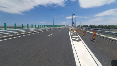 FOTO | Se redeschide circulația pe podul suspendat peste Dunăre de la Brăila
