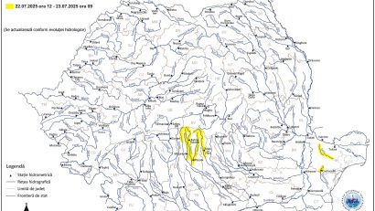 INHGA: Risc de viituri în județele Argeș, Dâmbovița și Tulcea