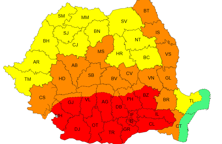 CONSTANȚA/TULCEA: Coduri portocalii și galbene de caniculă, miercuri