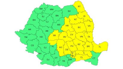 Cod galben de averse torențiale în jumătate de țară, marți; Cod roșu de caniculă în București și alte șase județe