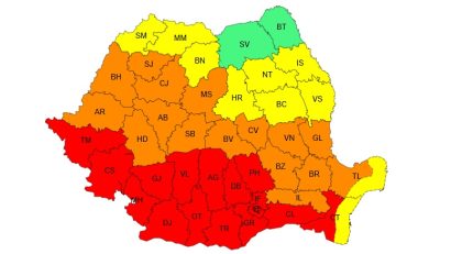 Cod roșu de caniculă în 15 județe și București, de sâmbătă dimineața, până duminică dimineața