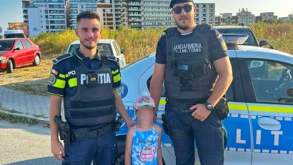 O fetiță de 6 ani, dispărută de pe o plajă din Năvodari, găsită de jandarmii constănțeni