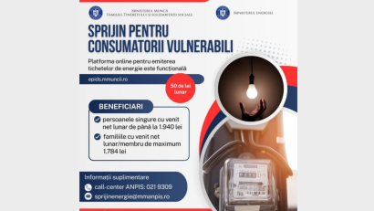 CONSTANȚA: Informații utile privind acordarea tichetelor de energie pentru consumatorii vulnerabili