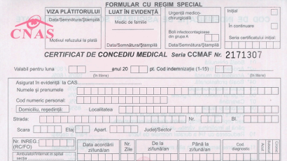 Bani mai puțini pentru românii aflați în concediu medical