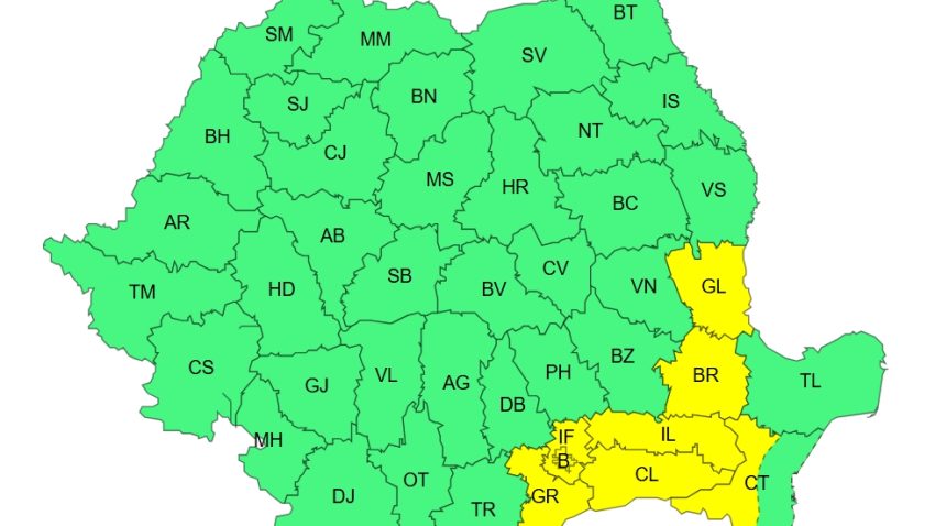 Cod Galben de caniculă și disconfort termic, joi și vineri, în sud-vestul Dobrogei