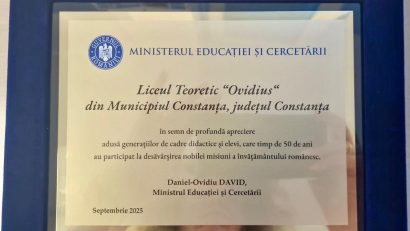 Liceul Teoretic „Ovidius” Constanța a primit Placheta și Diploma aniversară „Dimitrie Gusti”