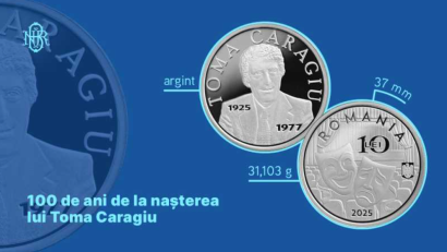 BNR lansează luni o monedă din argint cu tema 100 de ani de la nașterea lui Toma Caragiu
