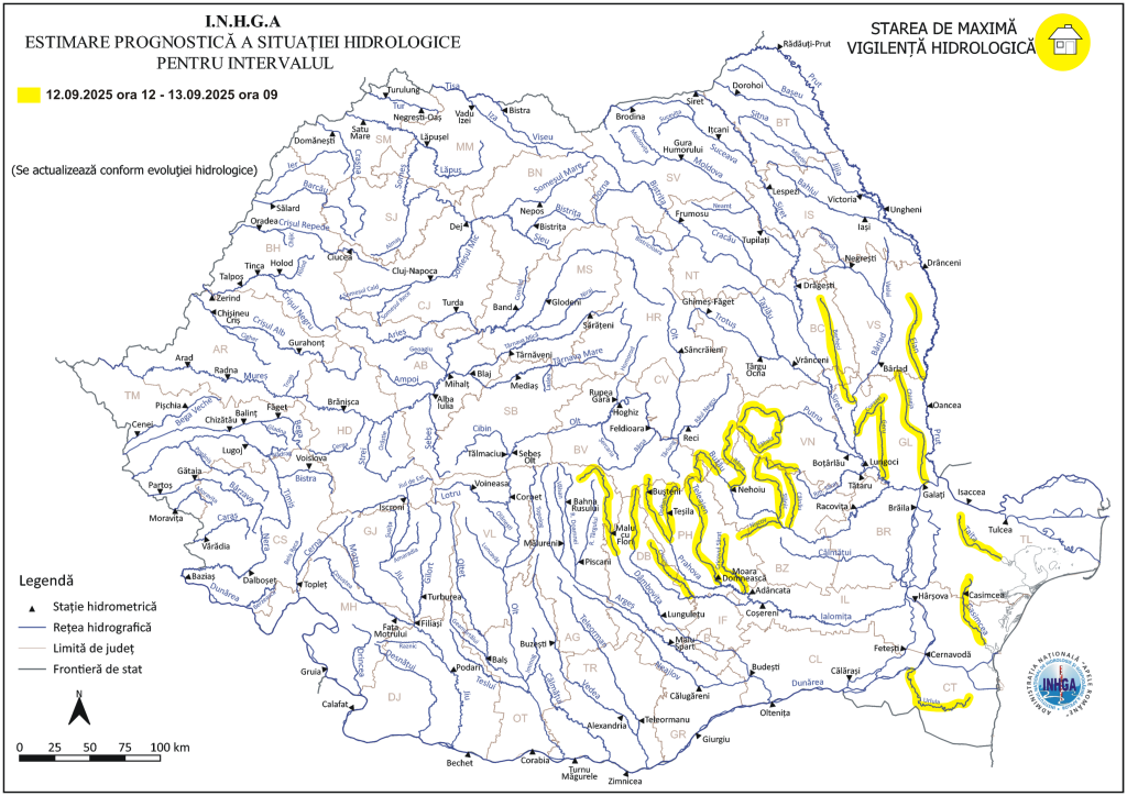 Risc de viituri pe râuri din 14 județe, printre care CONSTANȚA și ...