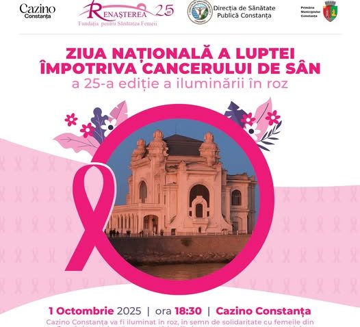 AUDIO | Dobrogea se alătură inițiativei naționale „Iluminarea în Roz”, simbol al luptei împotriva cancerului de sân