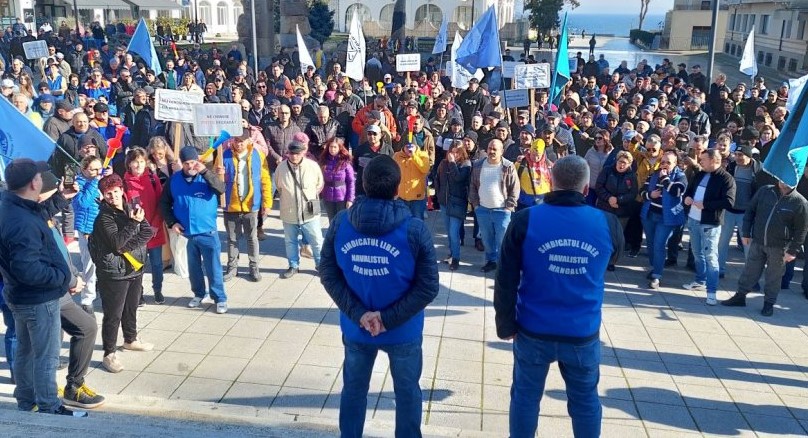 Un nou protest al sindicaliștilor de la Șantierul Damen Mangalia, miercuri, în Capitală