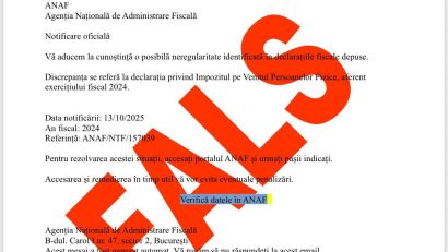 ANAF atenționează asupra unei noi campanii de emailuri false, transmise în numele instituției