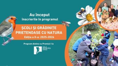 O nouă ediție a Programului „Școli și Grădinițe Prietenoase cu Natura”, derulat de SOR