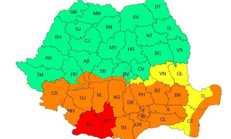 CONSTANȚA/TULCEA: Cod Portocaliu și Cod Galben. Vânt puternic și cantități importante de precipitații