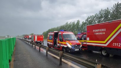 Accident rutier pe Autostrada A2, în zona Medgidia, cu 8 mașini implicate și 4 răniți