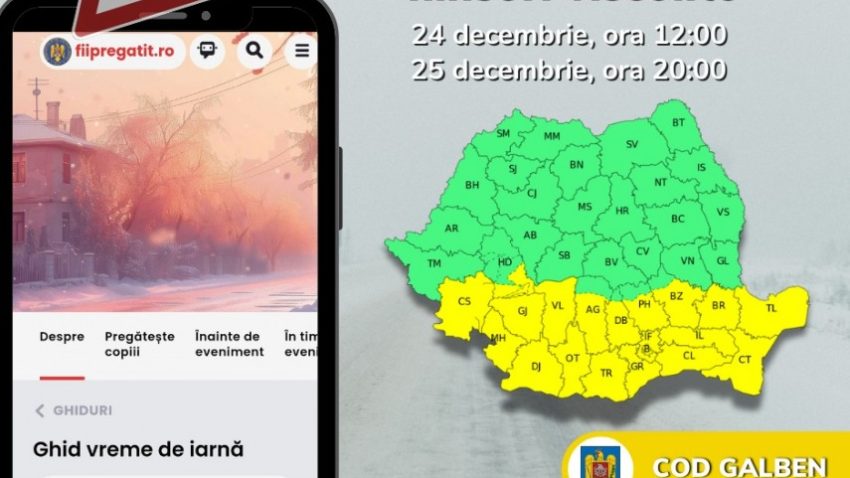 Recomandările IGSU cu privire la CODUL GALBEN de viscol și ghețuș