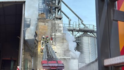 Județul TULCEA: Aproximativ 15 tone de floarea-soarelui au fost distruse în urma incendiului care a cuprins un uscător de cereale