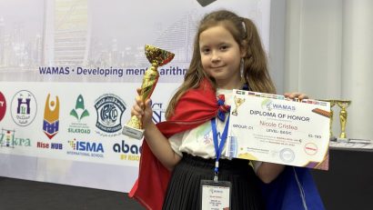 Performanță de excepție: Nicole Cristea, elevă în clasa a III-a din Mangalia, deține deja 4 titluri mondiale și naționale la aritmetică mentală