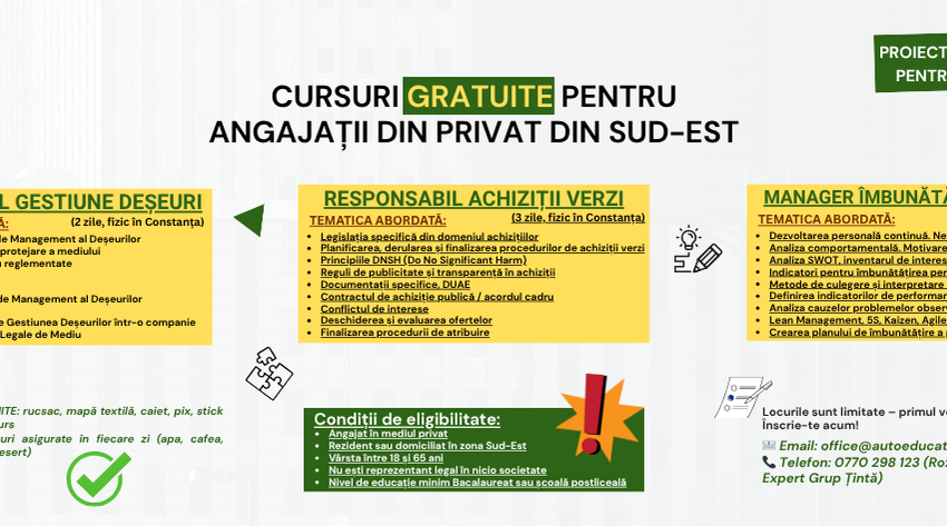 AUDIO | Cursuri gratuite pentru fiecare angajat din mediul privat din regiunea Sud-Est