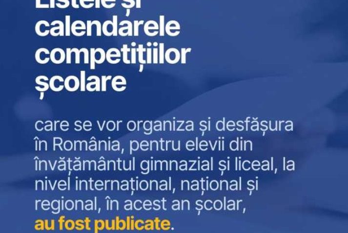 Ministerul Educației și Cercetării a publicat lista și calendarele de desfășurare pentru competițiile școlare