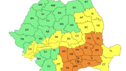 ANM: Cod portocaliu de ninsori abundende și viscol în 12 județe și în București, până miercuri la prânz