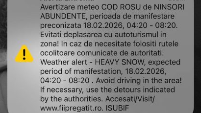Capitala și județul Ilfov, sub COD ROȘU de ninsori abundente