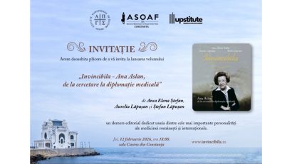 CONSTANȚA: Cartea „Invincibila – Ana Aslan, de la cercetare la diplomația medicală”, semnată de Anca Elena Ștefan, Aurelia Lăpușan și Ștefan Lăpușan, va fi lansată la Cazino