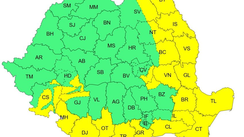 ANM: Vremea se răcește accentuat în toată țara. Dobrogea vizată de un cod galben