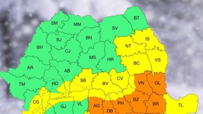 Dobrogea și zona litorală sub cod galben de precipitații. În partea continentală, viscol și vizibilitate redusă
