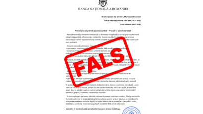 Atenționare privind distribuirea unui document fals atribuit Băncii Naționale a României