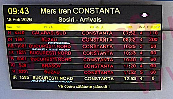 Circulația feroviară, afectată de vremea severă. Trenuri sosite la Constanța cu întârzieri de sute de minute