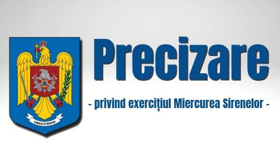 Exercițiul național Miercurea Sirenelor se AMÂNĂ